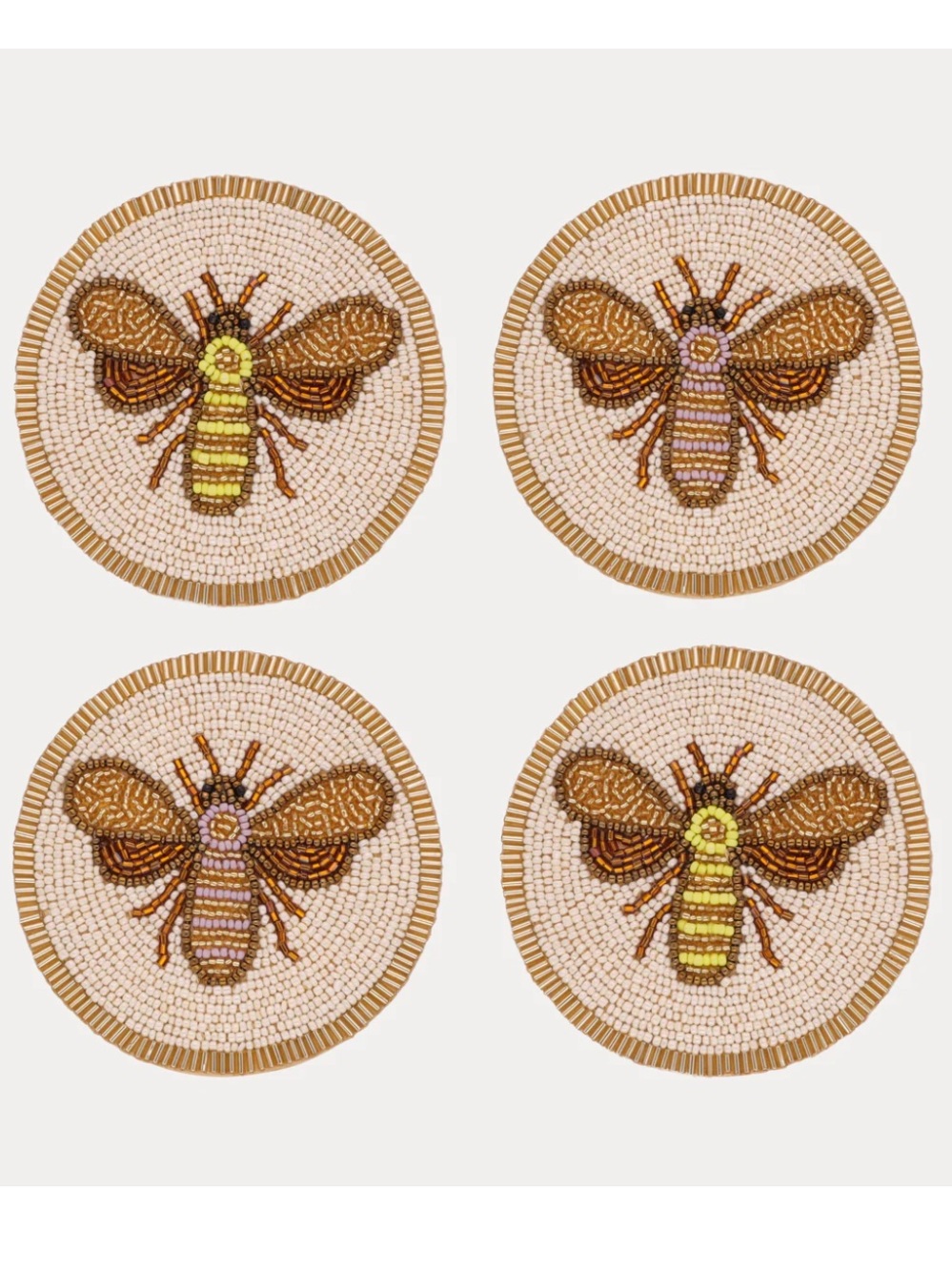 NWT BuDhaGirl Bee Coasters Set Of 4 Beaded Coasters Budha Girl